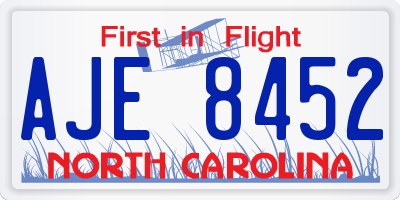 NC license plate AJE8452