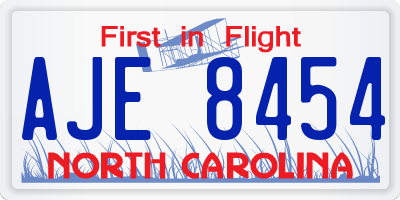NC license plate AJE8454