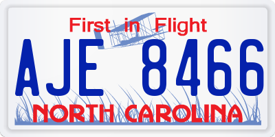 NC license plate AJE8466