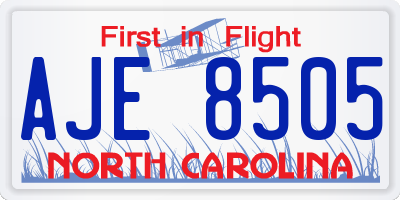 NC license plate AJE8505