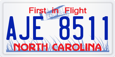 NC license plate AJE8511