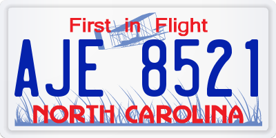 NC license plate AJE8521