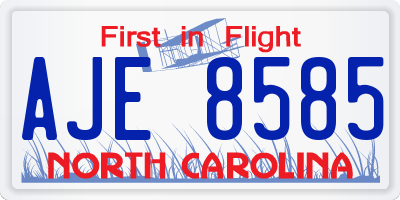 NC license plate AJE8585