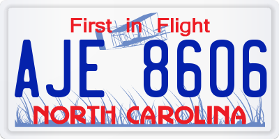NC license plate AJE8606