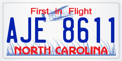 NC license plate AJE8611