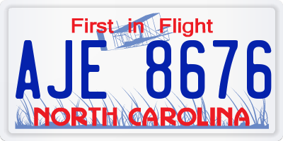 NC license plate AJE8676