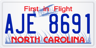 NC license plate AJE8691