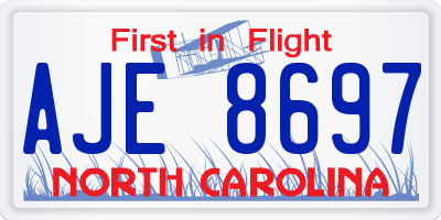 NC license plate AJE8697