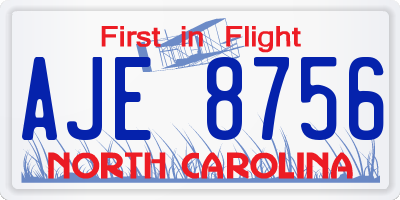 NC license plate AJE8756