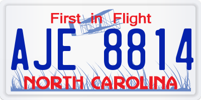 NC license plate AJE8814