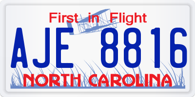 NC license plate AJE8816