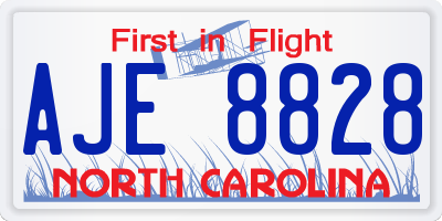 NC license plate AJE8828
