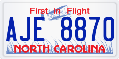 NC license plate AJE8870