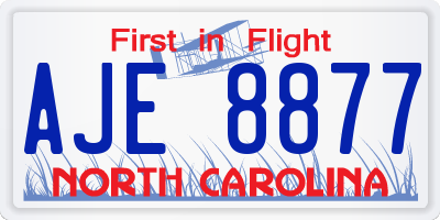 NC license plate AJE8877