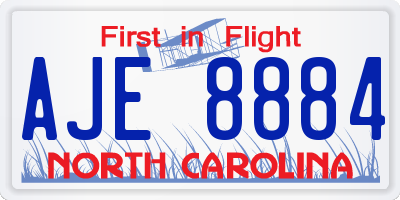 NC license plate AJE8884
