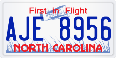 NC license plate AJE8956