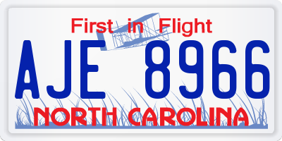 NC license plate AJE8966