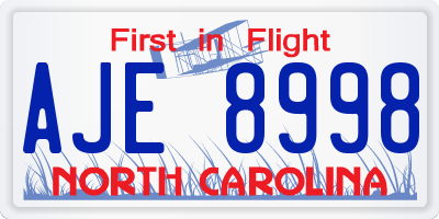 NC license plate AJE8998