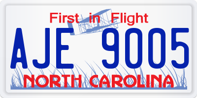 NC license plate AJE9005
