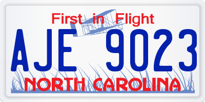NC license plate AJE9023