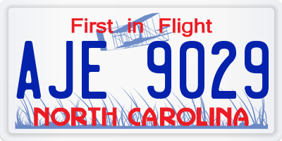 NC license plate AJE9029