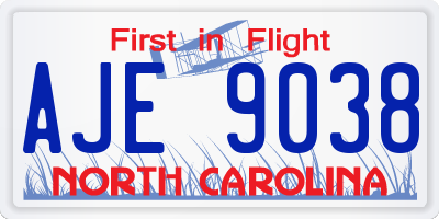 NC license plate AJE9038