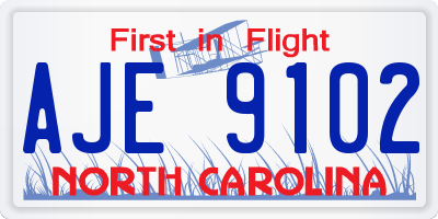 NC license plate AJE9102