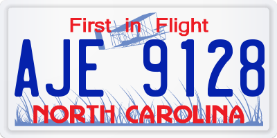 NC license plate AJE9128