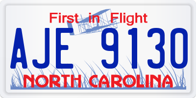 NC license plate AJE9130