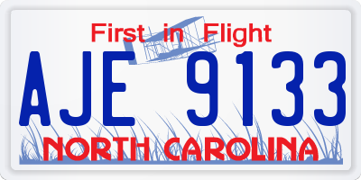 NC license plate AJE9133