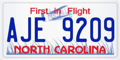 NC license plate AJE9209