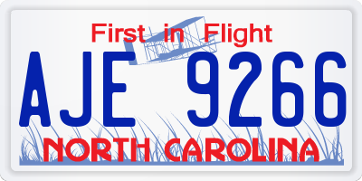 NC license plate AJE9266