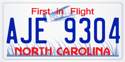 NC license plate AJE9304