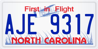 NC license plate AJE9317