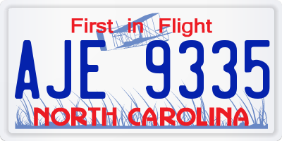 NC license plate AJE9335