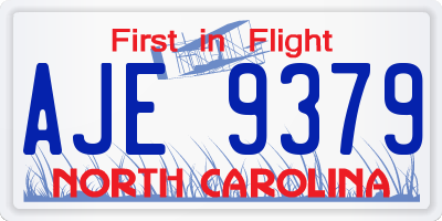 NC license plate AJE9379