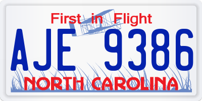 NC license plate AJE9386