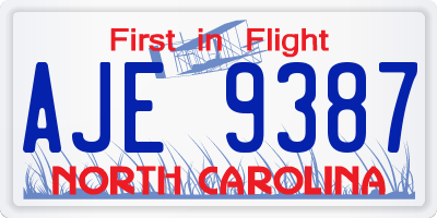 NC license plate AJE9387