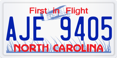 NC license plate AJE9405