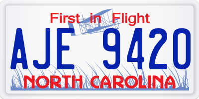 NC license plate AJE9420