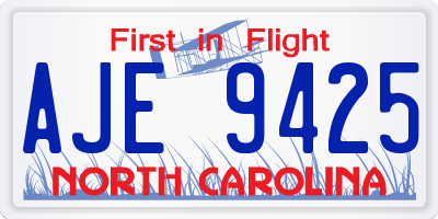 NC license plate AJE9425