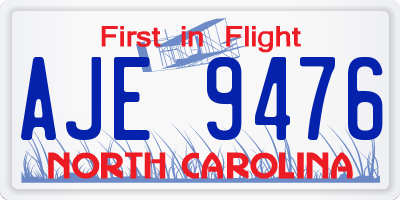 NC license plate AJE9476