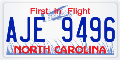 NC license plate AJE9496