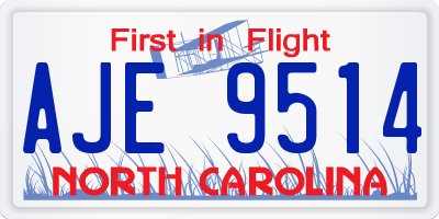 NC license plate AJE9514