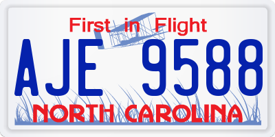 NC license plate AJE9588