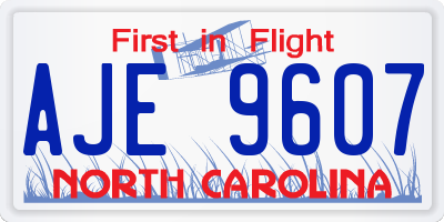NC license plate AJE9607