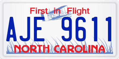 NC license plate AJE9611