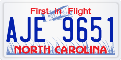 NC license plate AJE9651