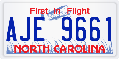 NC license plate AJE9661