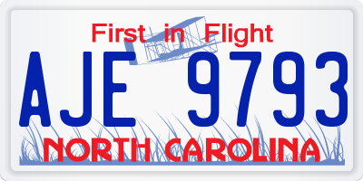 NC license plate AJE9793